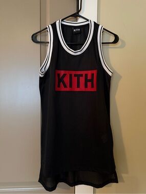 Kith Black Mesh Tank with Red Box Logo